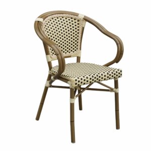 365-Tarte bambus-beige-moerkbrun udendørs cafestol - restaurantstol med armlæn