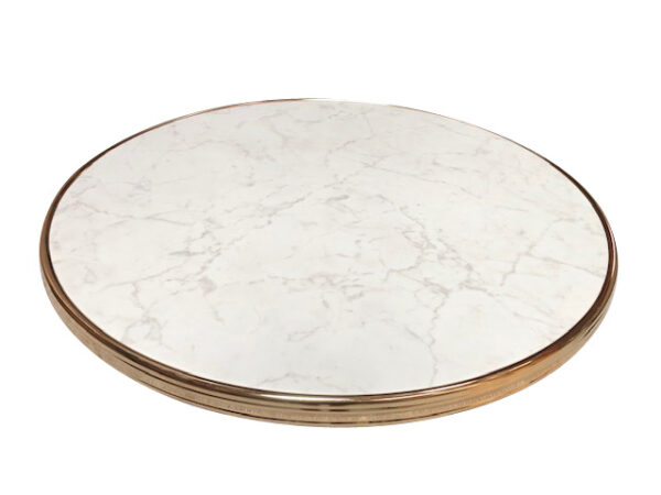 56-white marmor m-messingring udendørs bordplade