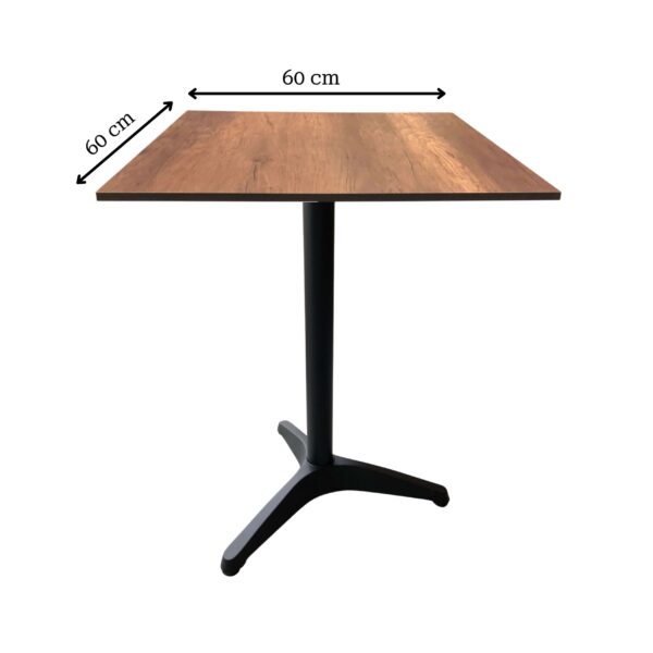 Udendørs cafebord - Canyon Monument kompakt laminat bordplade – 60×60 + Corsica bordstel – Sort- 3 ben