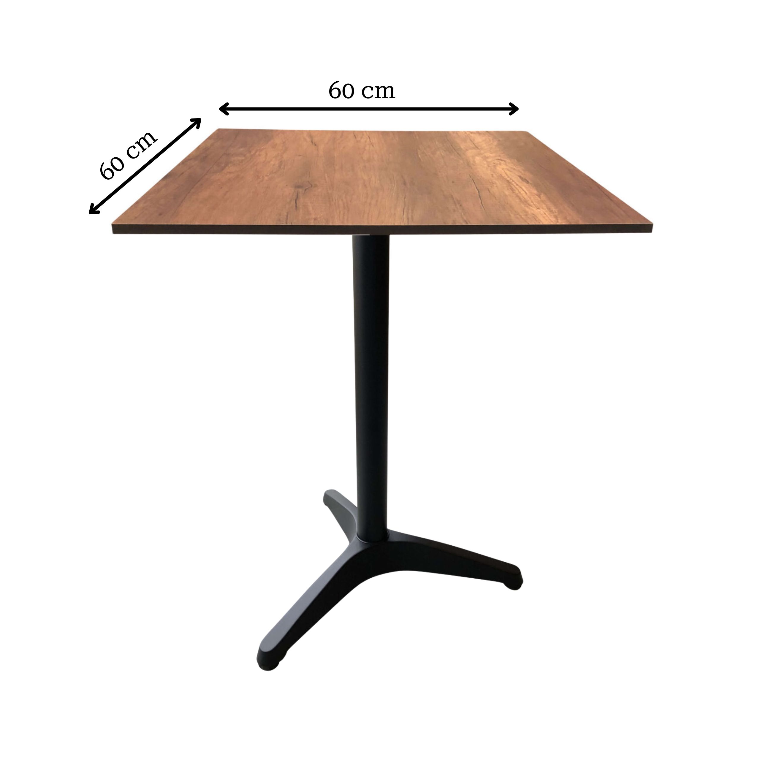 Udendørs cafebord - Canyon Monument kompakt laminat bordplade – 60×60 + Corsica bordstel – Sort- 3 ben