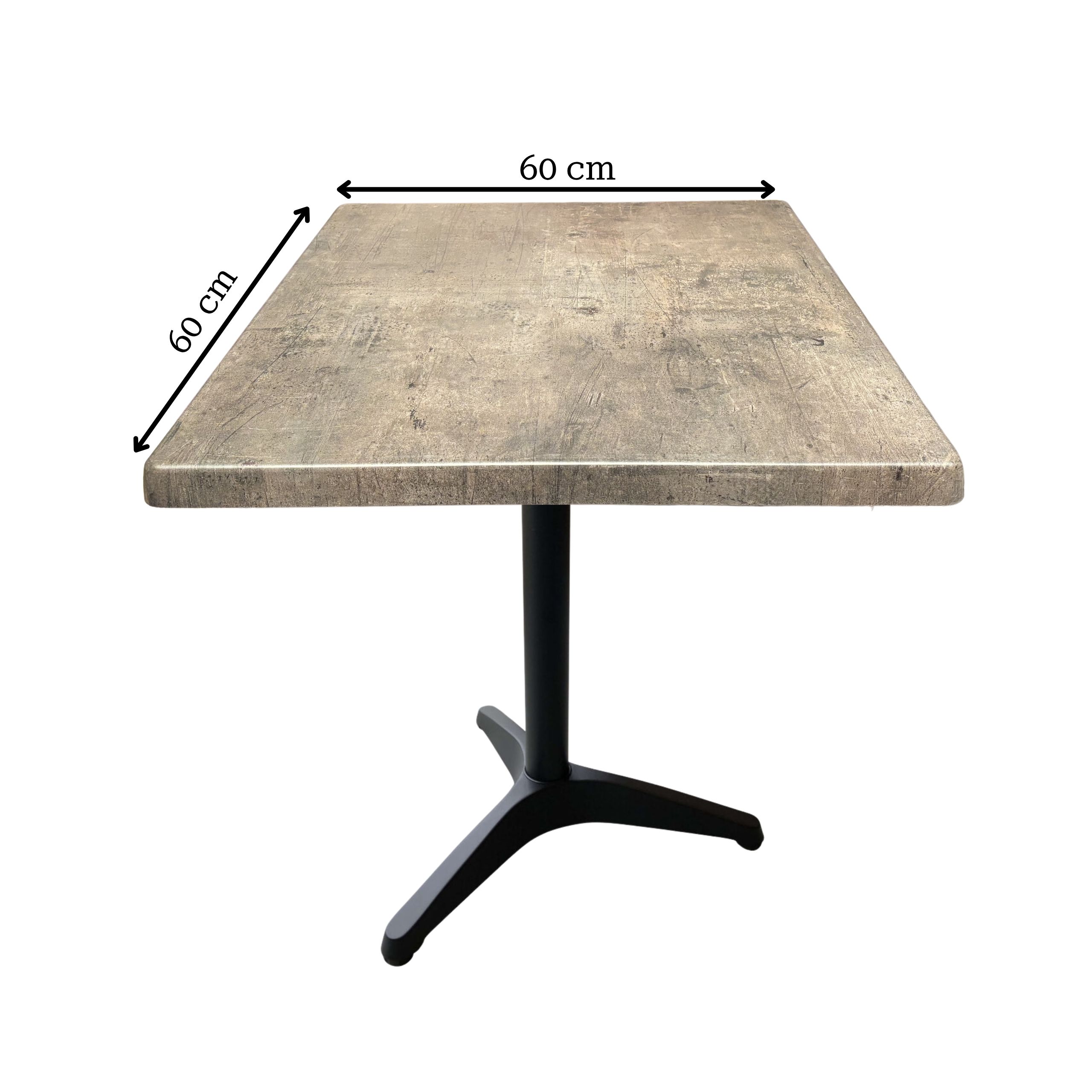 Udendørs cafebord - Concrete 152 Topalit udendørs bordplade - 60x60 -Corsica bordstel – Sort- 3 ben