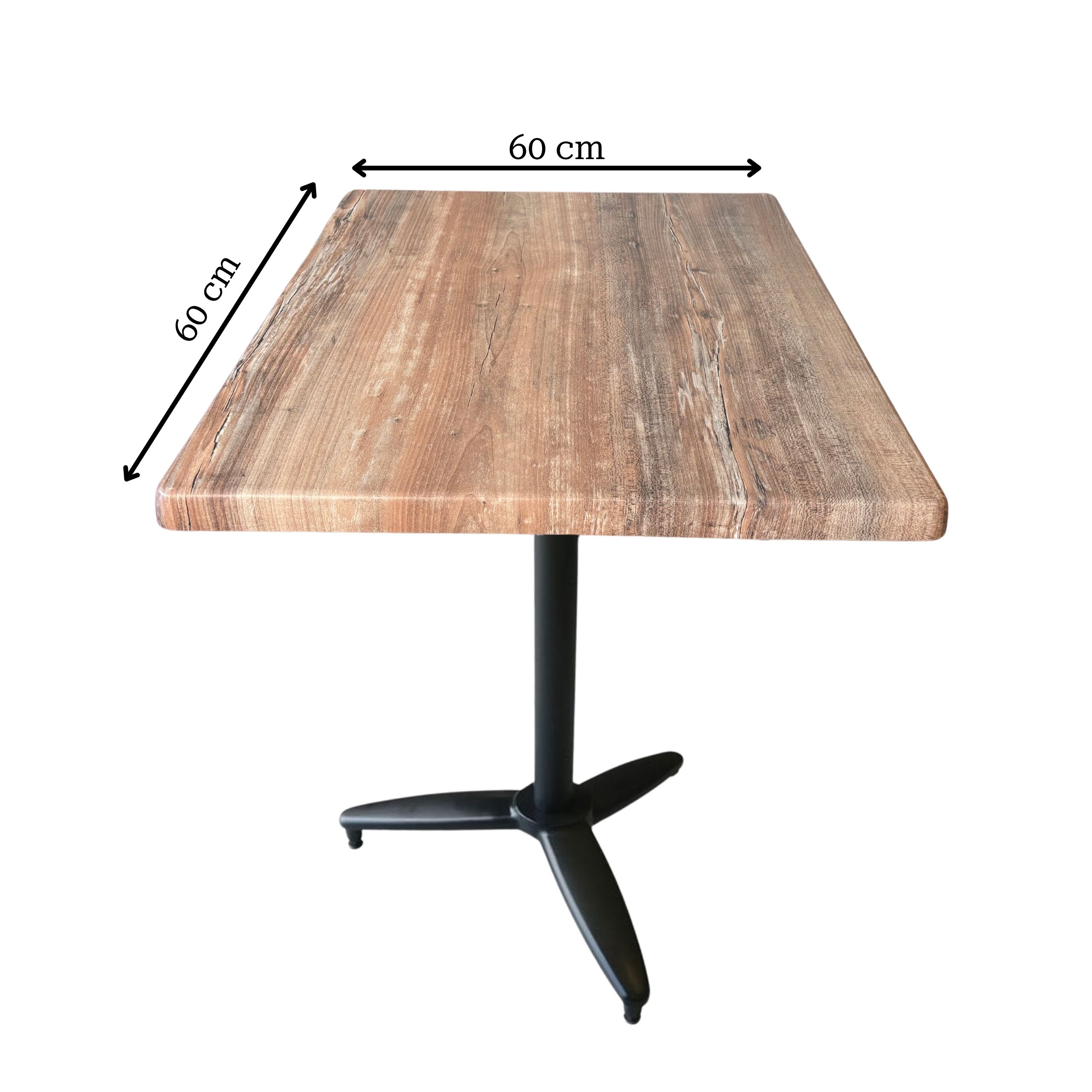 Udendørs cafebord - Atacama Cherry topalit udendørs bordplade – 60 x 60 -Bordstel m/vip funktion – 3 fod – sort