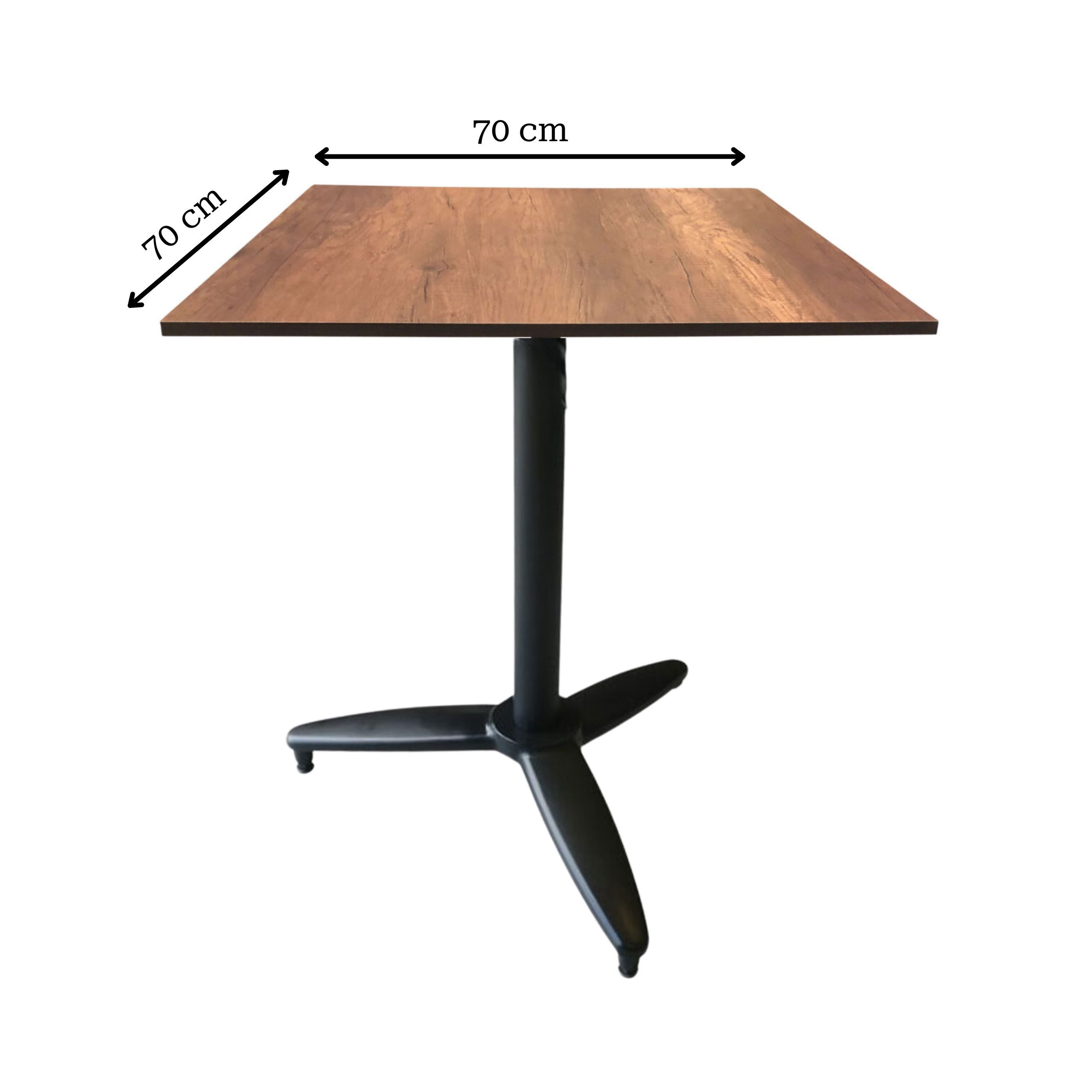 Udendørs cafebord – Canyon Monument kompakt laminat bordplade – 70x70 + Bordstel m/vip funktion – 3 fod – sort