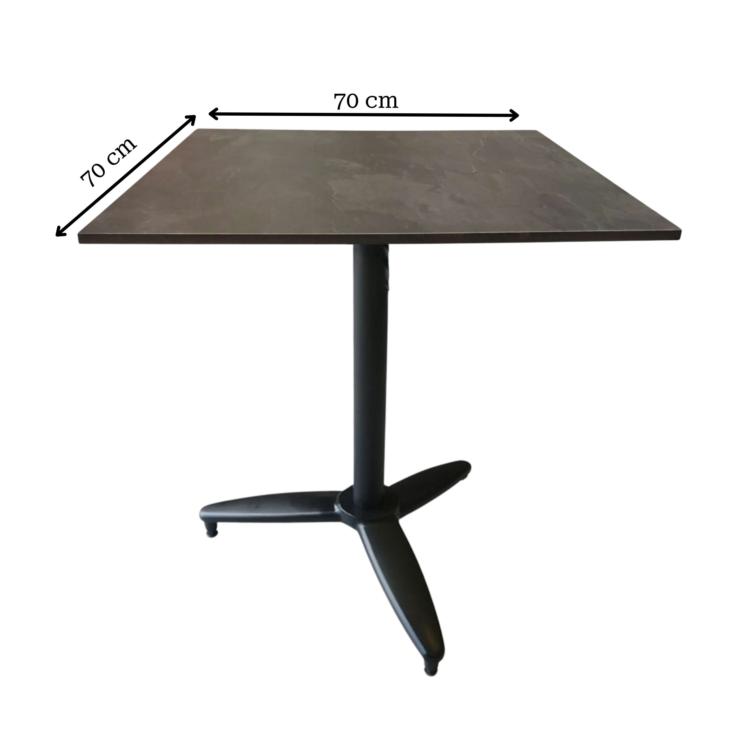 Udendørs cafebord - Tabo Slate kompakt laminat bordplade – 70×70 - Bordstel m/vip funktion – 3 fod – sort