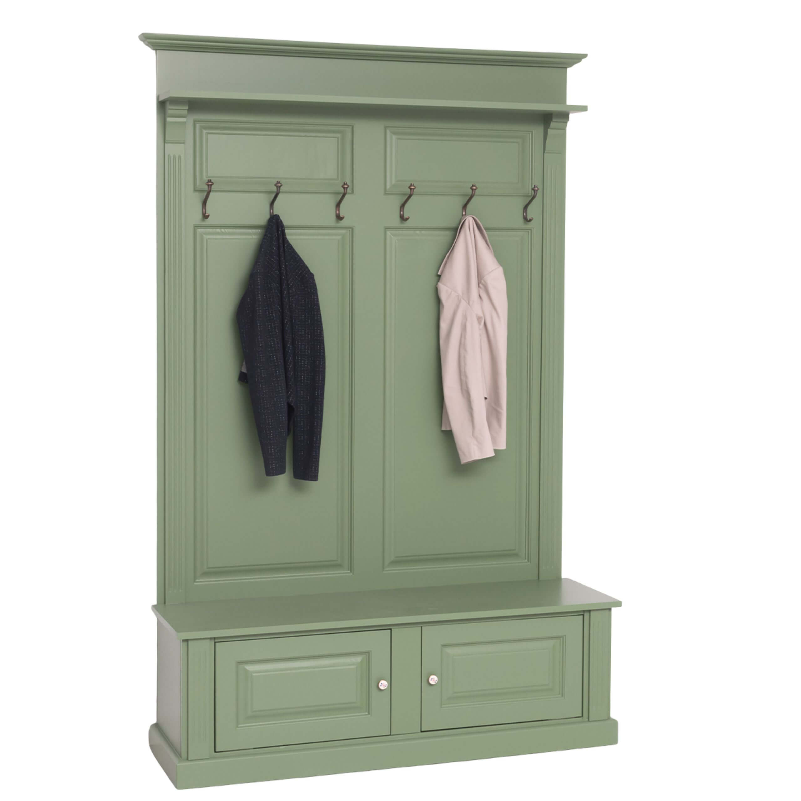 Hotellgarderobe - 2 garderobeskap - benk - 6 knagger - hattehylle 1