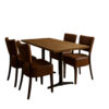 Cafesæt 10 - 4 Isabella brune stole - Wengé melamin bordplade 70x120 - Gafa dobbelt sort bordstel