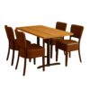 Cafesæt 11 - 4 Isabella brune stole - Antik eg melamin bordplade 70x120 - Gafa dobbelt sort bordstel