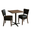 Cafesæt 1 - 2 Isabella sorte stole - Wengé melamin bordplade 70x70 - Gafa 4 sort bordstel