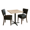 Cafesæt 3 - 2 Isabella sorte stole - Lys egelook melamin bordplade 70x70 - Gafa 4 sort bordstel