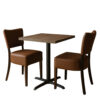 Cafesæt 4 - 2 Isabella brune stole - Wengé melamin bordplade 70x70 - Gafa 4 sort bordstel