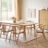 Linea armstol med tremmer - Egetræ - natur - stof sæde sand