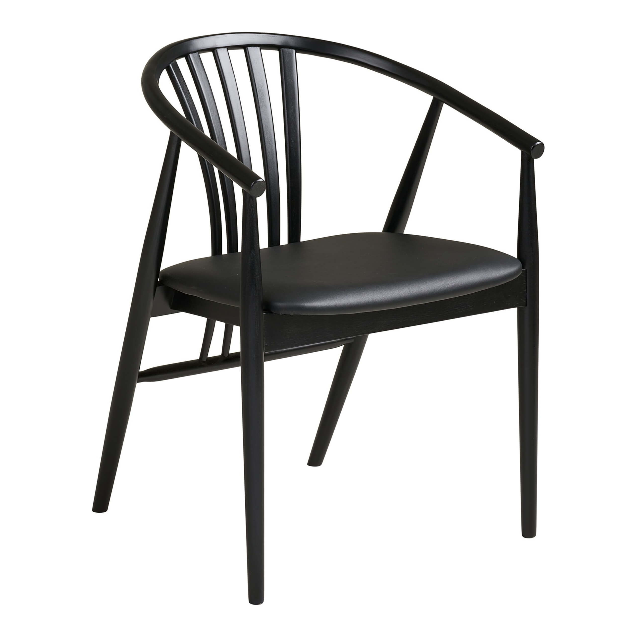Elegant Linea armstol i sort med tremmer og slidstærkt PU sæde