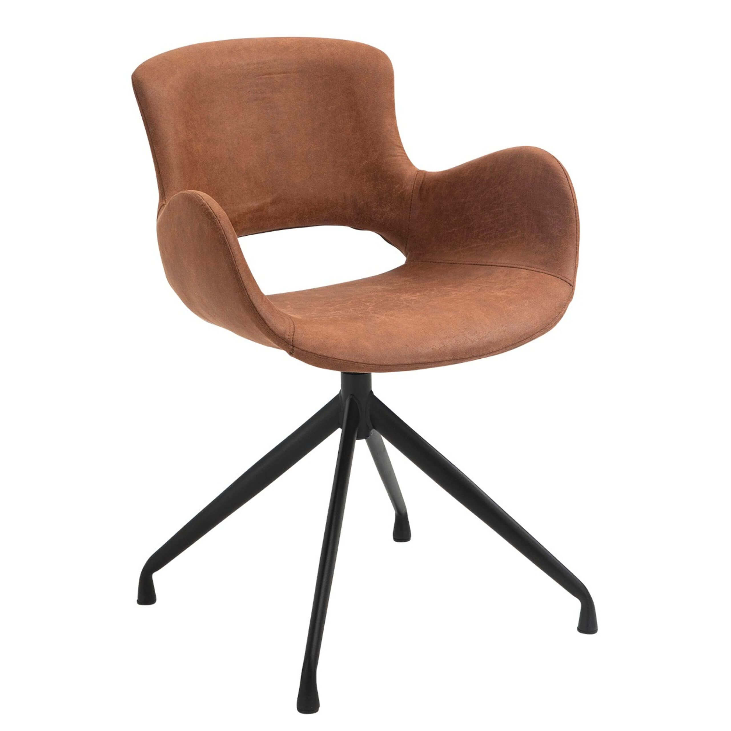 Luna stol - camel mikrofiber - roterbar - sort pulverlakeret stel