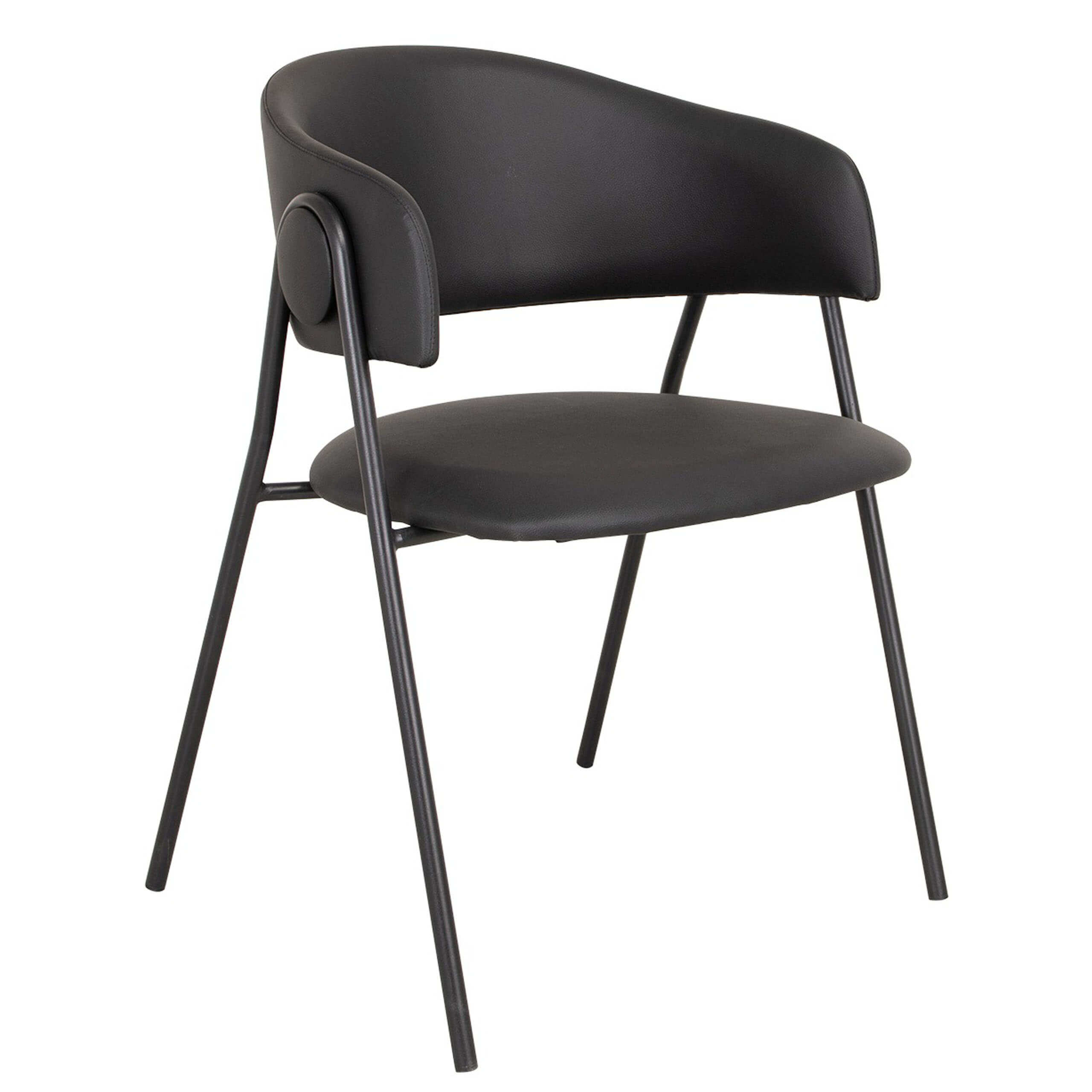 Lina lenestol - svarte metallben - svart kunstlær