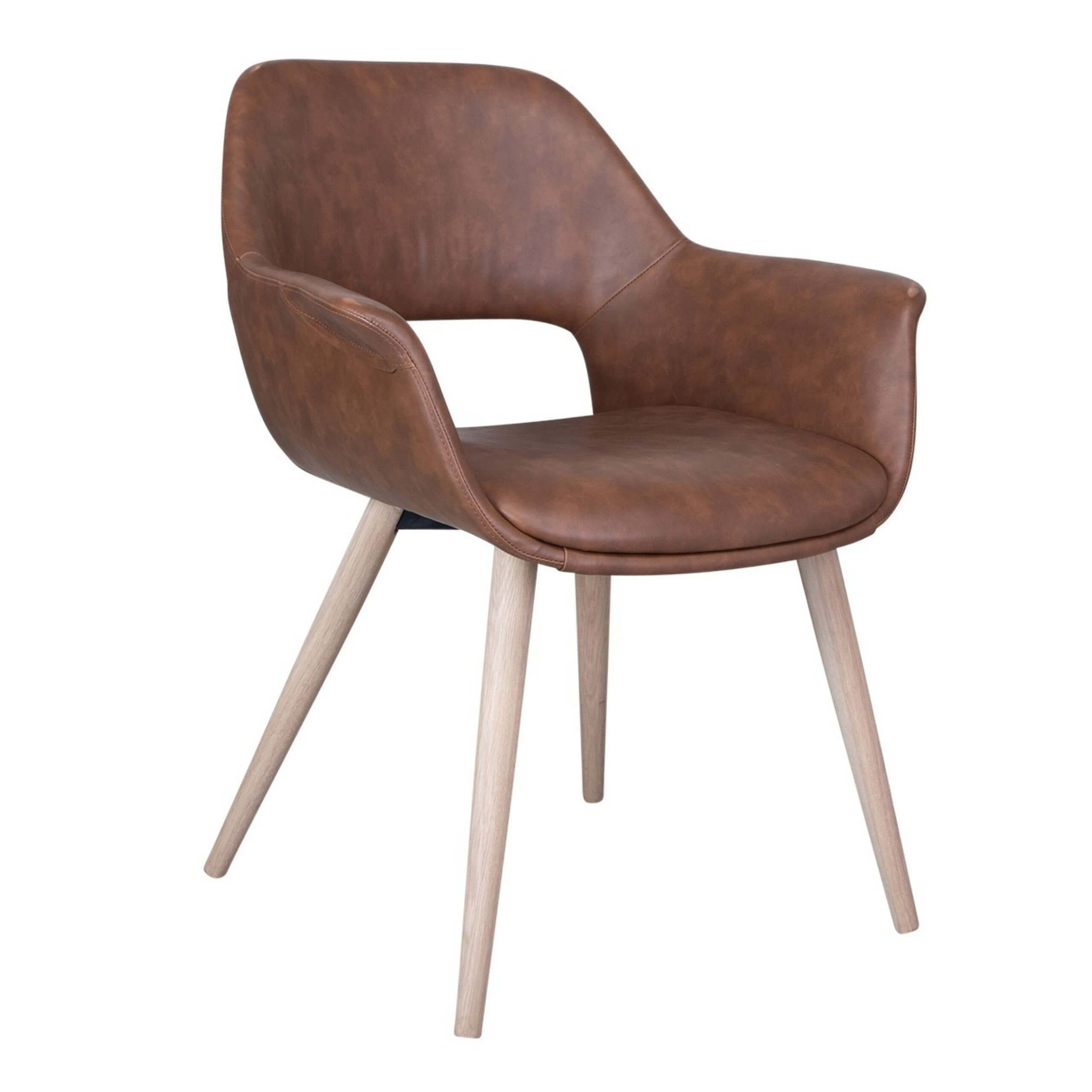 Fenja stol med egetræs ben - Cognac