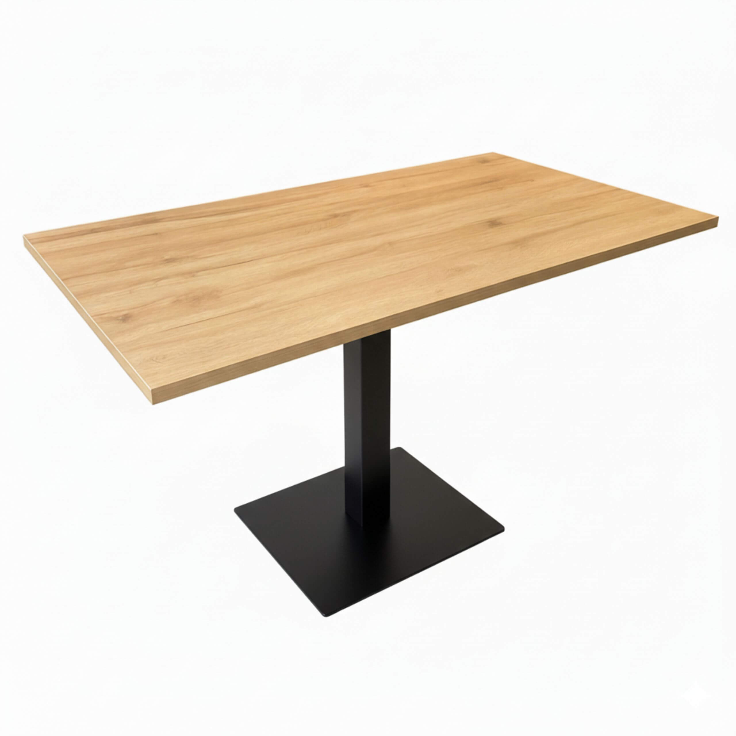 Cafebord - 1 x Antik eg melamin bordplade 70x120 - 1 x Aiko dobbelt sort bordstel