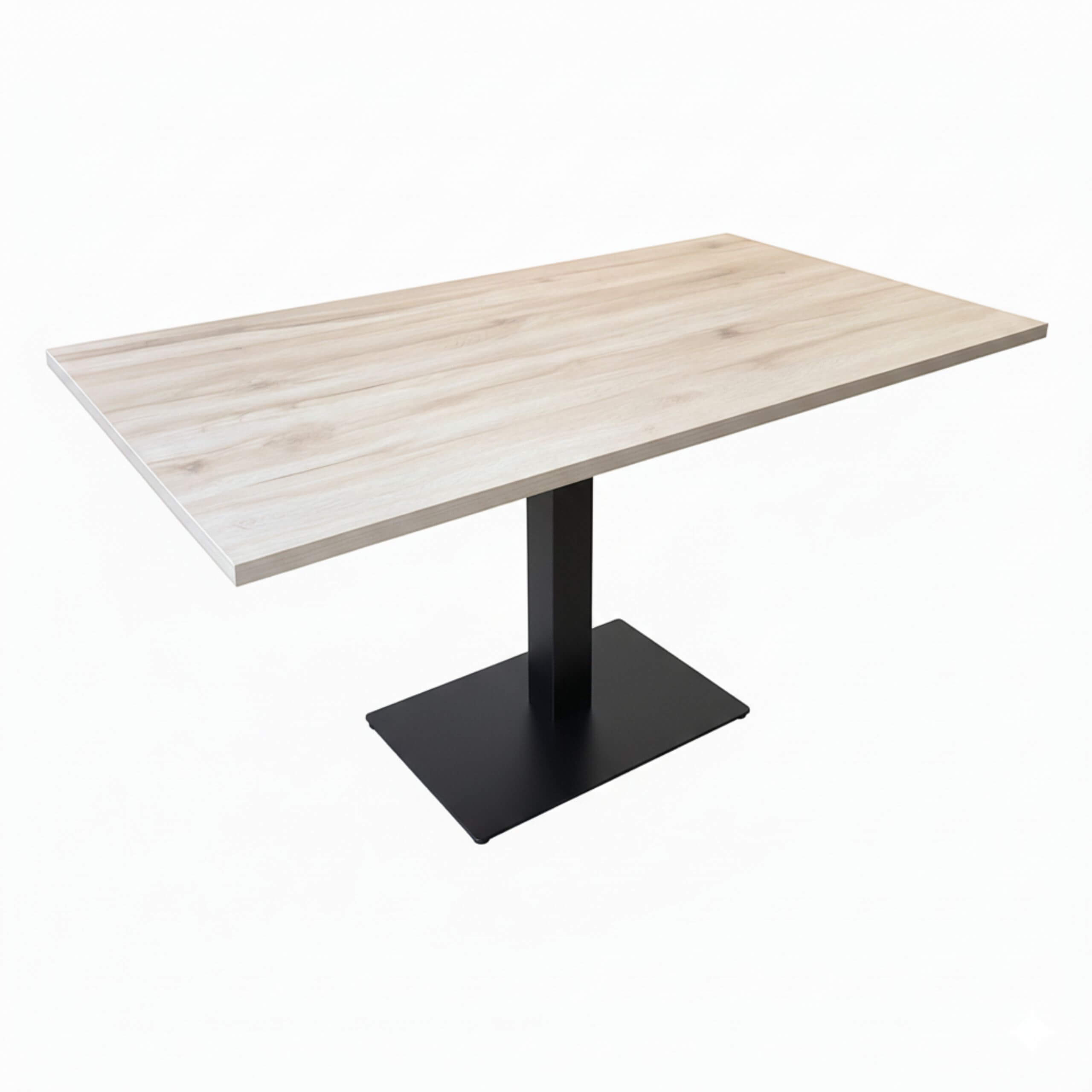 Cafebord - 1 x lys egelook melamin bordplade 70x120 - 1 x Aiko dobbelt sort bordstel