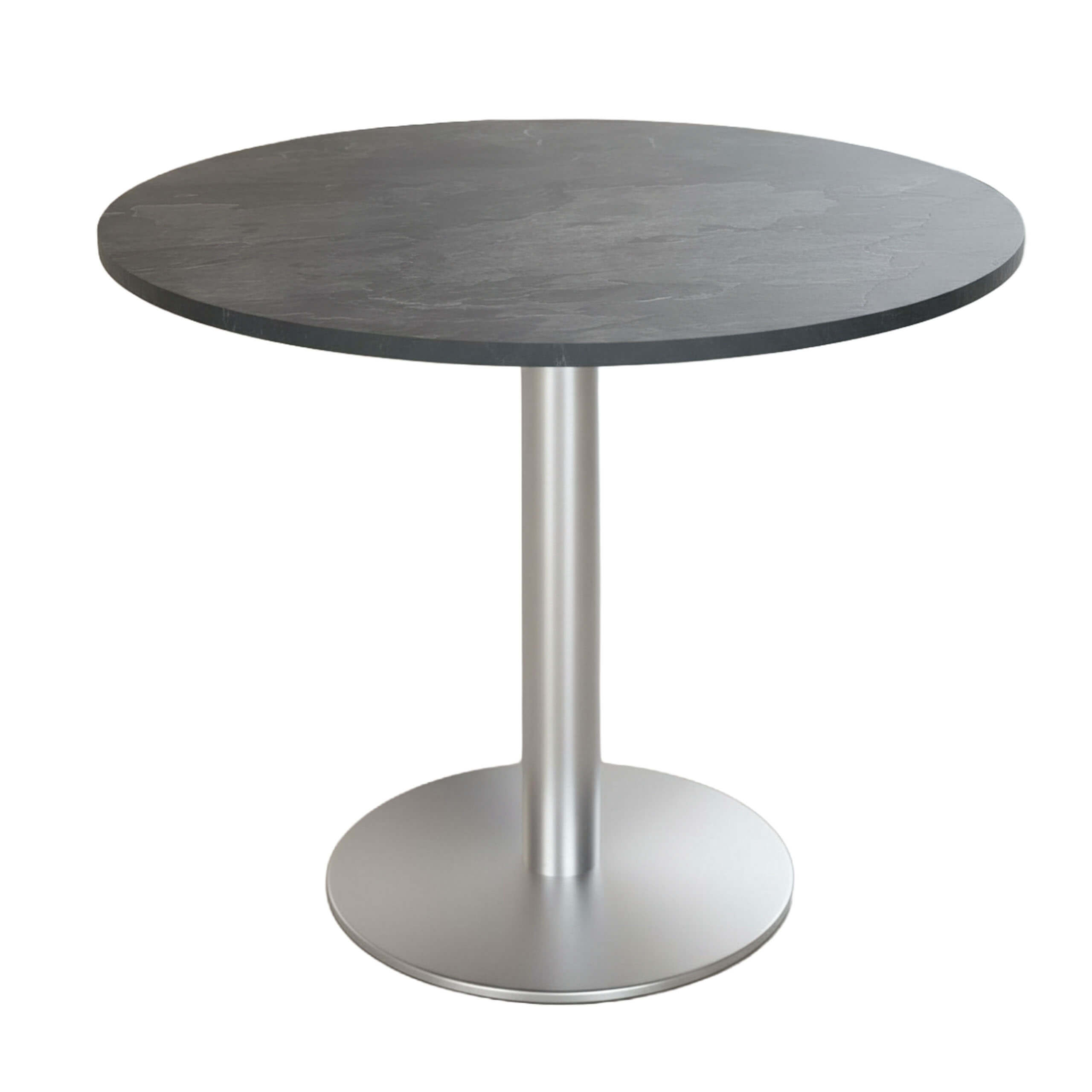 Cafebord - 1 x Tabo Slate kompakt laminat Ø60 - 1 x Milo børstet stål bordstel